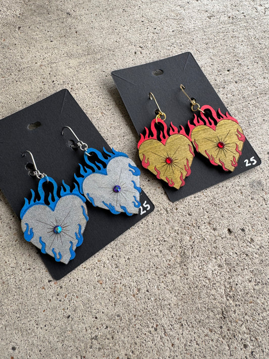 ACOTAR Wood Heart Earrings