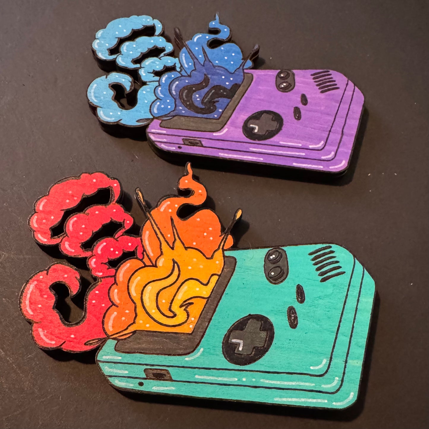 Gameboy Explosion Wood Magnets