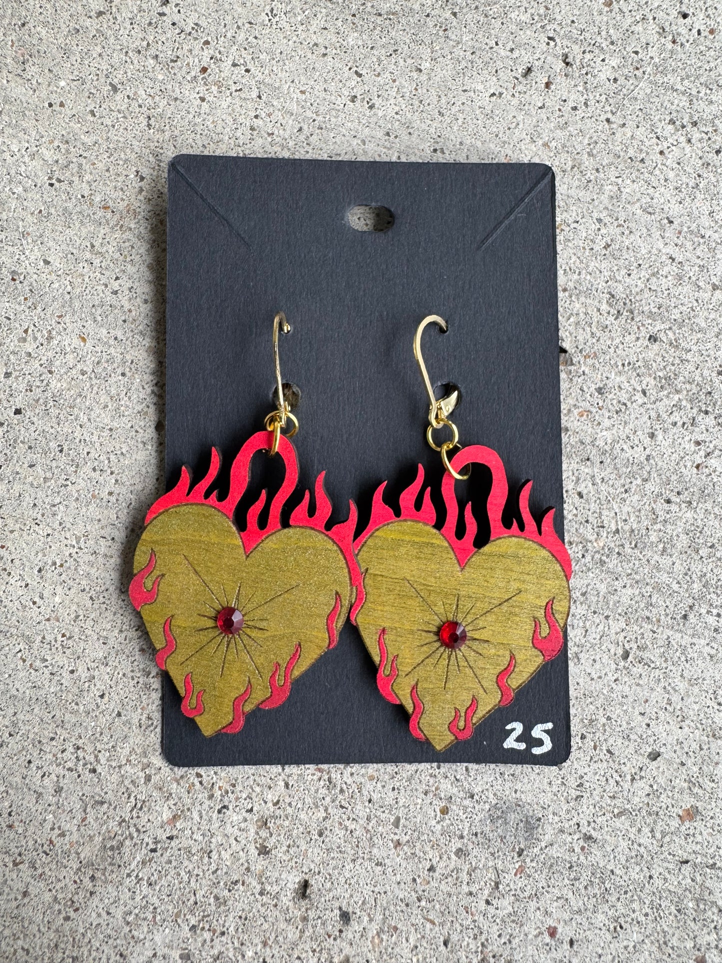 ACOTAR Wood Heart Earrings